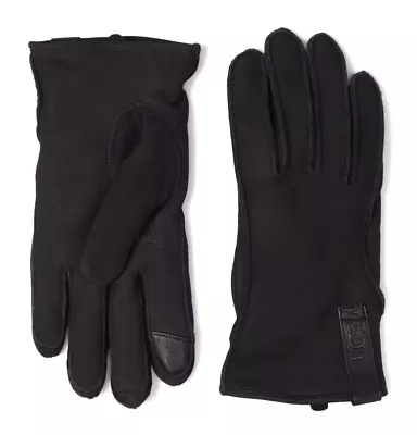 UGG Mens X Large Black Leather Clamshell Logo Gloves W/Conductive Tech Palm  NEW • $49.99