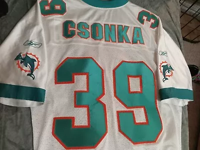 Miami Dolphins White HOF Jersey #39 (Larry ) Csonka Size 2XL Stitched Smoke-free • $49.99