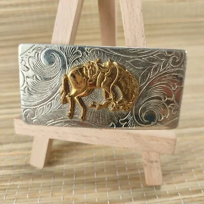 Vintage Bucking Horse Belt Buckle Engraved Nickel Silver 1 Inch Belt Bronco West • $16.95