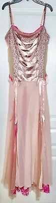 VICTORIA'S SECRET Sexy Princess Silk Jacquard Lace-Up Ribbon Night-Gown Dress L • $449.25