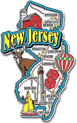 New Jersey Jumbo State Map Fridge Magnet • $7.99