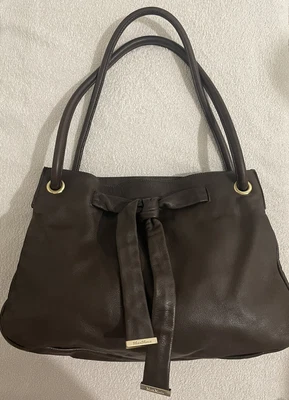 £55 • Buy Vintage Max Mara Dark Brown Leather Handbag Gold Hardware 