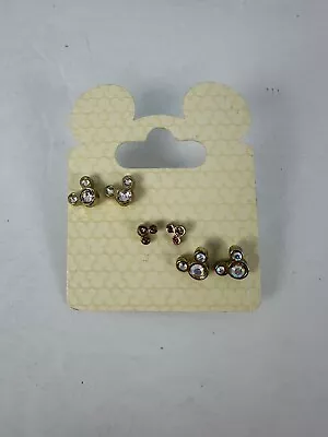 Set Of 3 Pair Mickey Mouse Ear Stud Earrings Rhinestone • $13.99