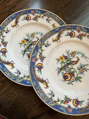 1 Vintage RARE Minton Blue Sinclair 9  Luncheon Plates 9 Available Birds Flowers • $115