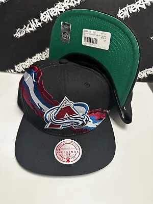 NWT Mitchell & Ness Colorado Avalanche AVS Retro Snapback Hat PAINTBRUSH Black • $32.95