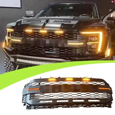 For 2021-2023 Ford F150 Raptor Style Painted Gray Front Bumper Mess Grille W/LED • $825.50