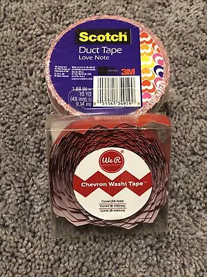 $8.99 • Buy 3M Scotch Duct Tape - Fancy Designs [Love Note] Valentines + Chevron Washi Tape