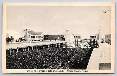 Moore Haven Florida~Dyke & Hurricane Gate & Lock~1920s B&W Postcard • $12