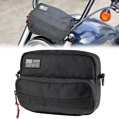 KEMIMOTO Universal Motorcycle Handlebar Bag Sissy Bar Bag Storage Fork Bag Black • $24.41