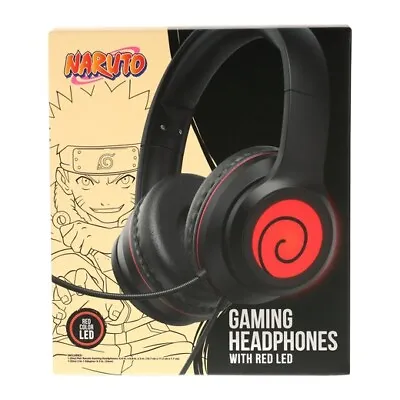 NARUTO Gaming Headphones BLACK W/Red LED & Adjustable Microphone - BLACK • $18.88