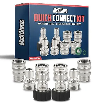 McKillans Pressure Washer Quick Connect Kit M22-15mm To 3/8  Male Female Qui... • $86.59