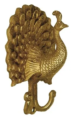 Antique Style Brass Peacock-Shaped Wall Hanger Hook Towel Key Cloth Wall Decor • $43.59