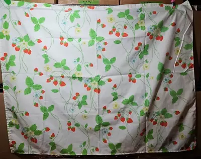 Vtg Canon Monticello Curtains 4 Panels Strawberries And Flowers Cotton 2 Sizes • $40