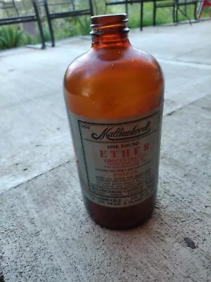 Antique Large Bottle Mallinckrodt Ether Poison Original Label • $50