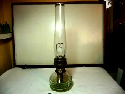 Vintage Oil Kerosene Lamp Base W Aladdin Burner Loc Chimney N Wick Cleaner • $80