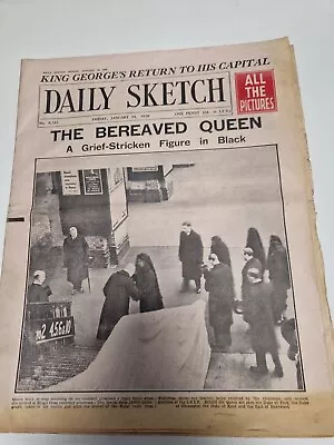 DAILY SKETCH The Bereaved Queen- Jan 24th 1936 ORIGINAL NEWSPAPER • £25