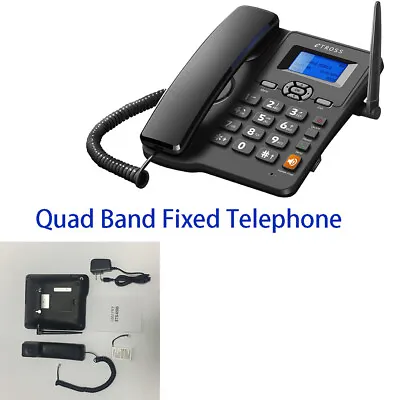 Telephone Landline Dual SIM Card Wireless Hands-free Wired Radiophone Home Black • £28.19