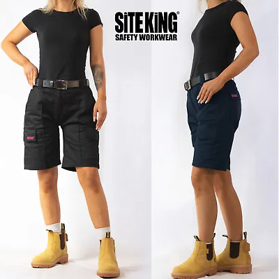 SITE KING Ladies & Womens Cargo Combat Work Shorts Size 8 To 20 - SHORT PANTS • £19.99