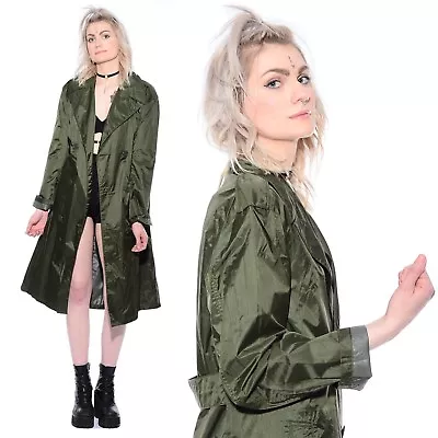 Vtg 70s Army Military Rubber Coated Raincoat Trench Coat Rain Jacket Mac Slicker • $38