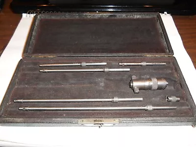 Starrett No. 124 Inside Micrometer Set  W/Rods 3 -8  W/ Case .001 USA  • $39