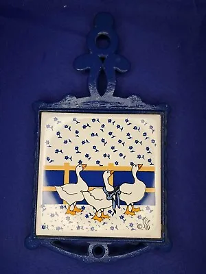 Vintage Country Blue Bow Goose Plaque Kitchen Decor Wall Hanger • $25.50