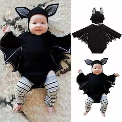 Halloween Bat Costume Infant Baby Boys Girls Romper Jumpsuit Fancy Outfit Set • $21.59