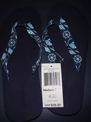 VERA BRADLEY WEBBING STRAP FLIP FLOPS In  SHORE ENOUGH  SIZE MEDIUM (7-8) NWT! • $11.50