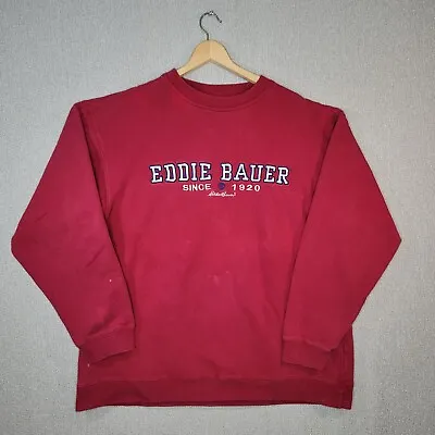 Vintage Y2K EBTEK Red Eddie Bauer Crewneck Pullover Sweatshirt Mens Size Large • $19.99