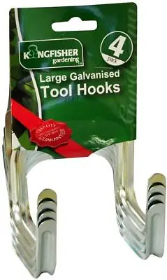 Pack Of 4 Large Galvanised Hooks Wall Mounted Tool Hooks For Garden Shed Storage • £5.99