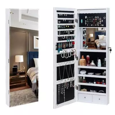 Convenient Jewelry Cabinet Wall/Door Mounted Jewelry Armoire Organizer W/ Mirror • $76.98