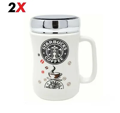 £17.55 • Buy Set Of 2 Starbucks Travel Mug Ceramic Coffee Tea Cup Lid Work Hot Cold Drinks Uk