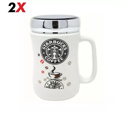 Set Of 2 Starbucks Travel Mug Ceramic Coffee Tea Cup Lid Work Hot Cold Drinks Uk • £17.55