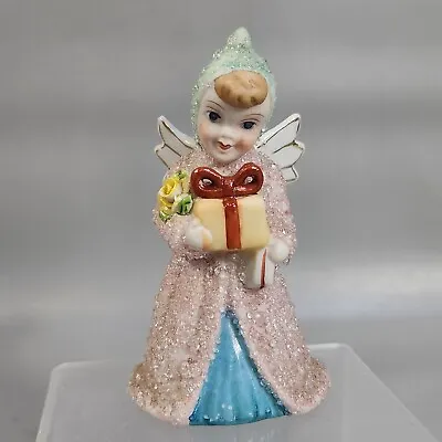 Vintage Christmas Angel Figurine 1950s Japan Porcelain Glass Beaded Snow Ice 4  • $44.99