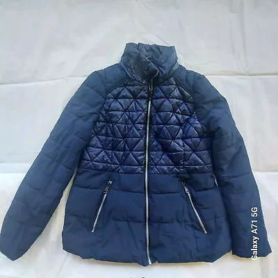 Marc New York Andrew Mark Navy Blue Womans Puffer Quilted Coat Jacket No Hat EUC • $39
