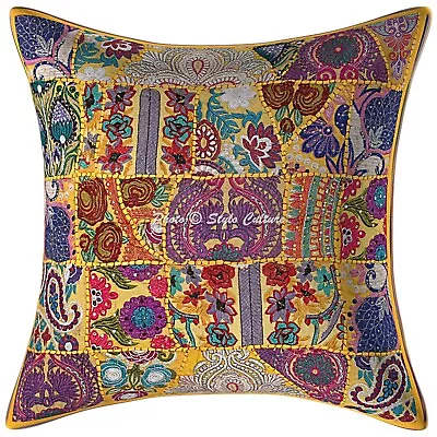 Boho Cushion Cover 60 X 60 Cm Patchwork Cotton 24 X 24 Throw Pillow Case 1 Pc • $28.42