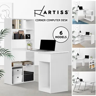 $114.29 • Buy Artiss Corner Computer Desk Home Office Desks Study PC Laptop Table Shelves