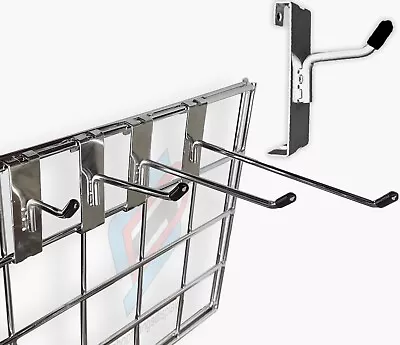 £14.29 • Buy Grid Wall Mesh Panel HOOKS Arm Shop Display 45° Fitting Prong 4  6  8  10  12 