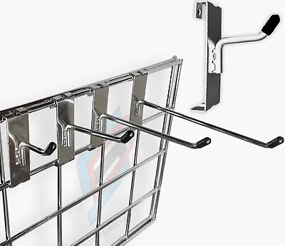 Grid Wall Mesh Panel HOOKS Arm Shop Display 45° Fitting Prong 4  6  8  10  12  • £14.99