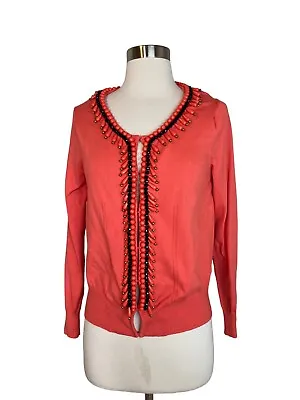 Milly Of New York Women’s Orange Beaded Embellished Cardigan VTG Size Large • $19.99