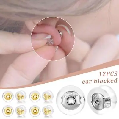 12pcs Locking Secure Earring Backs For Studs~ Silicone E. Earring Backs NEW • £3.17