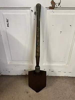 Vtg. US Military Folding Camping Trench Shovel Wooden Handle • $30