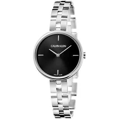 Calvin Klein Elegant Quartz Black Dial Silver Bracelet Ladies Wach KBF23141 • £138