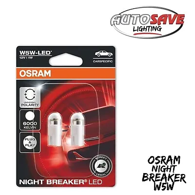 OSRAM Nightbreaker W5W LED 6000K Twin Pack Bulbs - Brand New For 2023 IN STOCK • $22.39