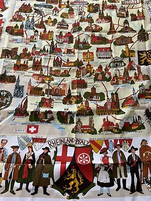 Souvenir Tablecloth Germany Cities Tourist Attractions Map 62 X 104 Excellent • $14.99