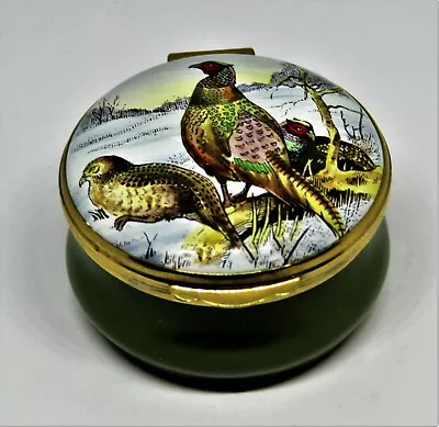 $99.99 • Buy Crummles English Enamel Box - Pheasants In The Snow - Game Birds