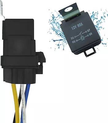 HiSport Automotive Relay 4-PIN 80/60 AMP 12V DC Waterproof Relay With Harness • $14.88