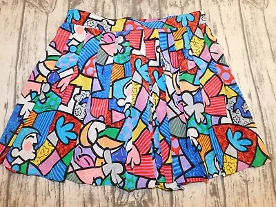 VTG ROMERO BRITTO TAIL TENNIS SKIRT AOP PLEATS ABSTRACT COLORFUL SZ 12 W 28 -30  • $60