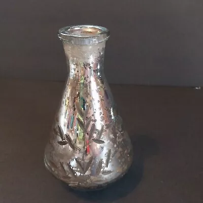 Silver Speckled Mercury Glass Bottle Decanter Vase • $15