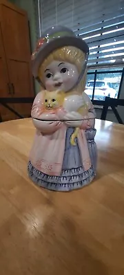 Vintage Girl With Cat  Cookie Jar • $25