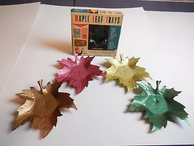 N4 MAPLE LEAF TRAYS Vtg METAL DISPLAY RETRO Colors Metal Maple Leaf Trays  • $11.99